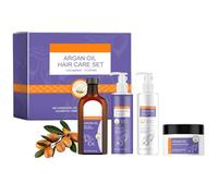 Set per la cura dei capelli all'olio di argan, shampoo e balsamo all'olio di argan, set volumizzante per la cura dei capelli, rende i capelli morbidi e lucidi e idratanti profondi, include shampoo,