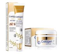 Set per la cura della pelle, 2 pezzi, kit per il viso al collagene, crema al collagene, anti invecchiamento, crema occhi e viso per gonfiore e borse sotto gli occhi, crema sotto gli occhi per occhiaie