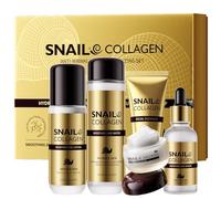 Set per la cura della pelle al collagene di lumaca, 5 pezzi, anti-invecchiamento, con detergente, tonico, lozione, siero, crema per il viso, pulizia delicata, idratante, rassoda la pelle e riduce le