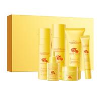 Set per la cura della pelle alla curcuma, set da 6 pezzi per la cura del viso per donne e ragazze, kit completo per la cura della pelle con detergente, toner, lozione, siero, crema per gli occhi