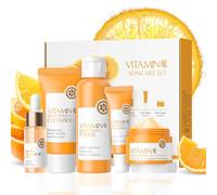Set per la cura della pelle alla vitamina C 5 Pezzi, Set Regalo per la Cura Della Pelle per Donne, con Detergente, Toner, Crema Viso, Siero, Rassodante Idratante, per una Pelle Luminosa e Radiosa