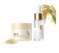 Set per la cura della pelle - crema idratante viso riso e siero di riso (2 prodotti) idratante per viso, idratante, mira a secchezza, minimizzazione dei pori, nutrimento profondo, rafforza la barriera