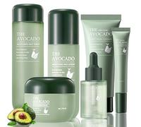Set per la cura della pelle di avocado da donna, set da 6 pezzi con detergente viso, tonico, siero, lozione, crema, crema per gli occhi, set idratante per la cura della pelle