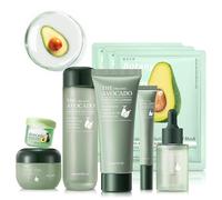 Set per la cura della pelle di avocado, kit 9 in 1 per la cura della pelle idratante e lenitiva, kit di routine per la cura quotidiana con avocado, kit viso anti invecchiamento per donne, riduce acne