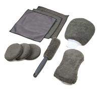 Set per la cura dell'auto, 9 pezzi incl. panni in microfibra, cuscinetti in microfibra, spugna, spazzola e guanto