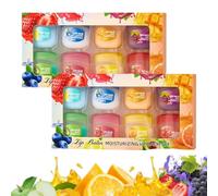Set per la cura delle labbra al gusto di frutta da 8 pezzi, la cura delle labbra 4 in 1 è adatta per peeling secco, infossamento scuro, riduzione delle linee delle (2box)