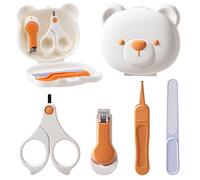 Set per la cura delle unghie del bambino con custodia a forma di orso, kit sanitario 5 in 1 con forbici per unghie di sicurezza per bambini, tagliaunghie per bambini, lima per unghie per neonati, kit