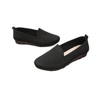 Set per la Morbido in Maglia Tinta Unita Casual Indossa Scarpe Singole da Donna Traspiranti 35-42 Ballerina Pelle Scarpe (Black, 42)