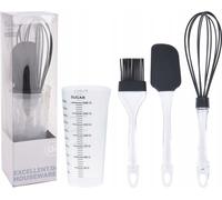 Set per la preparazione di torte, 4 pezzi, in plastica, nero