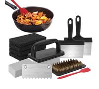Set per la Pulizia della griglia - Detergente per Barbecue in Acciaio | Set sgrassatore Resistente al Calore in Metallo, Strumento in Acciaio, pulitore per griglia Commerciale per la casa