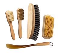 set per la pulizia e la cura delle scarpe. Spazzolino spandilucido + spazzolino per camoscio + spazzola per nabuk + spazzola grande in crine rinforzato + calzante. Ottimo per stivali emu e ugg.