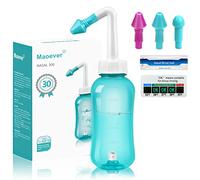 Set per lavaggio nasale, bottiglia per irrigazione nasale per pulire e risciacquare il naso, senza BPA, 300 ml, con 30 pacchetti di sale per lavaggio nasale e termometro adesivo (verde)