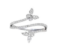 Set per le donne doppio anello farfalla argento zircone matrimonio anello di fidanzamento gioielli per le donne anello a forma di farfalla taglia 6 10 anello in resina misura 5, 6, Rame, Non pietra