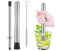 Set per Limonata con Pestone e Punzonatore per Cannucce | Utensili in Acciaio Inox per Forare Tappi 3 Pezzi - Miscelatore Bevande Ergonomico Multifunzione per Cucina e Casa