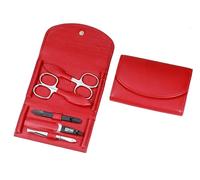 Set per manicure - 5 pezzi - Custodia per manicure - Forbici per unghie, lima per unghie, pinzette e doppio strumento (rosso)