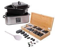 Set per massaggio con pietre calde Apparecchio riscaldante Riscaldatore 18 litri per pietre “calde” 64 pietre da massaggio per trattamenti termici Riscaldatore per pietre - Display digitale