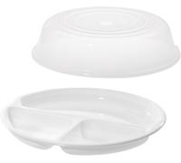 Set per Microonde , 2 Pezzi, Piatto E Coperchio, Ø 25 Cm Ciascuno, Plastica, Bia