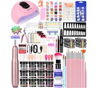 Set per nail art, polvere acrilica con liquido acrilico da 60 ml, fresa per unghie in gel con lampada UV per unghie, set per nail art, regalo per donne