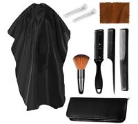 Set per parrucchieri composto da 8 elementi mantellina per parrucchieri + spazzola per il collo + pettini per parrucchieri + doppio trimmer + due clip in metallo + custodia + panno