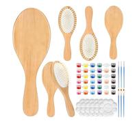 Set Per Pittura Con Spazzole Per Capelli In Legno - Set Spazzola Per Pettine Fai-da-te Da 6,69 Pollici | Sit Per Artigianato In Legno - Per Pittura Creativa, Pettine Per Spazzola Per Capelli E