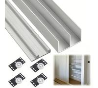 Set per porta scorrevole, kit di guide in alluminio a doppio binario per porte di armadi, armadi o bagni spessi 15-18 mm, include tutti gli accessori di installazione