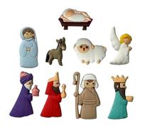 Set per presepe di Natale, 9 pezzi/set bottoni natalizi Bottoni per presepe in resina con decorazioni sul retro piatto per artigianato e cucito