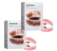 Set per protesi dentarie complete premium aggiornato, kit di ribasatura in silicone personalizzato per protesi dentarie, denti dall'aspetto naturale, comfort, impermeabile e leggero (2 Pezzo)
