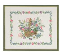 Set per punto croce Permin "Cestino di fiori", schema per il conteggio, 49x40cm,