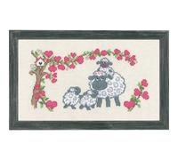 Set per punto croce Permin "Famiglia di pecore", schema per il conteggio, 16x28c