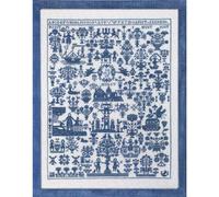 Set per punto croce Permin "Sampler Hamburg blue", schema per il conteggio, 59x4