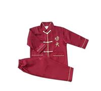 Set per ragazzi e bambini, costume tradizionale cinese Wing Chun Arts con top (vino, 8 anni)