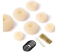 Set per realizzare chignon, con 7 ciambelle per chignon, 5 elastici per capelli, 20 forcine per capelli, per acconciature chignon, set per capelli per bambine e donne, colore biondo