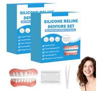 Set per Ribasatura Morbida in Silicone - Protesi Dentarie Superiori e Inferiori con Cuscinetto - Miglioramento dell'Estetica del Sorriso - Kit Temporaneo per la Sostituzione di Denti Mancanti (2pcs)
