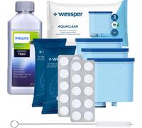 Set per Saeco Philips Wessper 3 pezzi, Cleaneo 10tab, CA6700/10 CA6903 CA6704 - Filtro di ricambio Aquaclean - disincrostante per macchine da caffè Philips Saeco