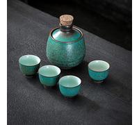 Set per sake giapponese con scaldino, set regalo da 6 pezzi tra cui caraffa, ciotola più calda e 4 tazze per il tradizionale godimento del sake