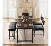 Set per sala da pranzo,tavolo da pranzo set per 4, tavolo da cucina con 2 sedie imbottite e panchina, legno cucina sala da pranzo insieme, per piccolo spazio, casa, cucina, nero
