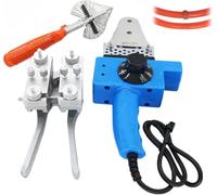 Set per saldatura PU con testa riscaldante a 300 °C, forbici e supporto per connettori per tubi e strisce di plastica.