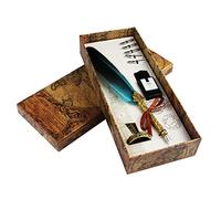 Set per scrittura calligrafica con 5 pennini di ricambio, inchiostro, calamaio e penna, regalo blu
