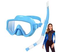 Set per snorkeling subacqueo, anti-appannamento, con vista panoramica, copertura per il viso con tubo nasale, set di attrezzi da nuoto in silicone per gli appassionati di sport acquatici