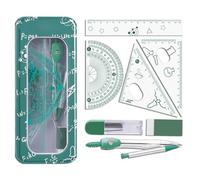 Set per studenti geometrici, valigetta di matematica infrangibile, stencil | Assortimento completo di strumenti da disegno, compasso preciso, soluzione di costruzione per lezioni scolastiche