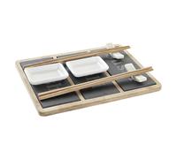 Set per Sushi DKD Home Decor Bambù Lavagna Nero Naturale Orientale 25 x 19 x