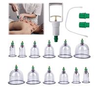 Set per Terapia a Coppettazione Cinese, 12 Ventose d'aria con Manico di Pompaggio, Massaggio Cinese Set di Coppettazione Medica Agopuntura di Aspirazione Massaggio Anticellulite per