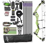 Set per tiro con l'arco compound per adulti e principianti - Arco da caccia per destrimani da 30-55 libbre, accessori completi per la caccia, la pesca e il tiro al bersaglio (Green)