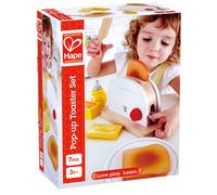 SET PER TOSTAPANE bianco e rosso POP UP TOAST in legno HAPE gioco E3148 età 24 m