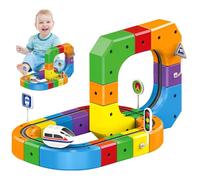 Set per treno elettrico, 51 blocchi Magic Rail con guida antigravitazione | Cube Track flessibile con layout 3D, Track Magnetic con segnali stradali, giocattolo per bambini e bambine dai 3 anni in su