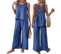 Set per tuta Donna Estiva, per top e Pantaloni con Tasche Set(Royal Blue L) | Per Estate Calda, Leggero e Arioso, Ideale per Donne, Poliestere Traspirante, Taglie S-XXL