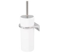 set per WC rotondo bremermann SAVONA incl. staffa a muro da incollare o forare & 1 testina di ricambio - per bagni e toilette per ospiti in plastica
