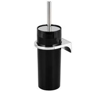 set per WC rotondo bremermann SAVONA incl. staffa a muro da incollare o forare & 1 testina di ricambio - per bagni e toilette per ospiti in plastica (Nero)