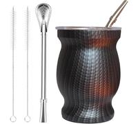Set per Yerba Mate Beruth (Tazza per Mate), set di tazze in acciaio inox con un coperchio multifunzionale, due cannucce e spazzole per la pulizia, isolamento termico, protezione contro le scottature