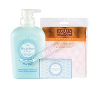SET PERLIER MUSCHIO BIANCO : SAPONE 300ML+ SAPONE SOLIDO+ GUANTO SPUGNA